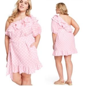 NWT Lisa Marie Fernandez X Target Pink Polka Dot One Shoulder Dress